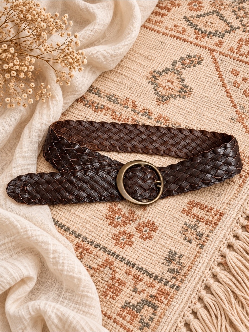 Banana Republic Leather Braided Statement Belt Western Equestrian